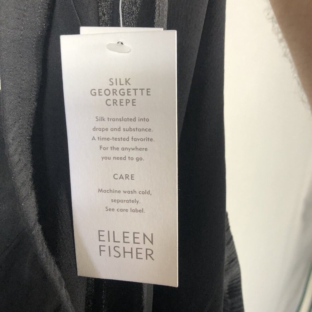 Eileen Fisher Silk Pants Womens Extra Large Black Georgette Crepe Career NEW - Picture 14 of 16